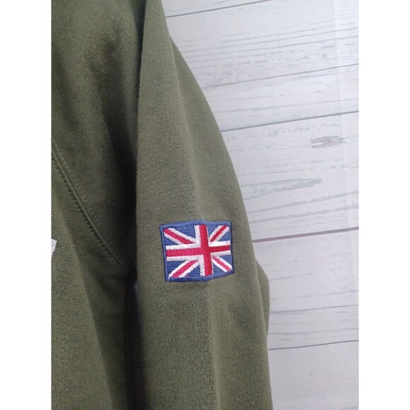 London England Hoodie Unisex Sz M Olive Green Flag - Picture 3 of 6